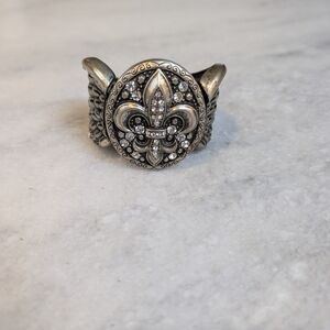 Silver Fleur-de-Lis Cuff Bracelet